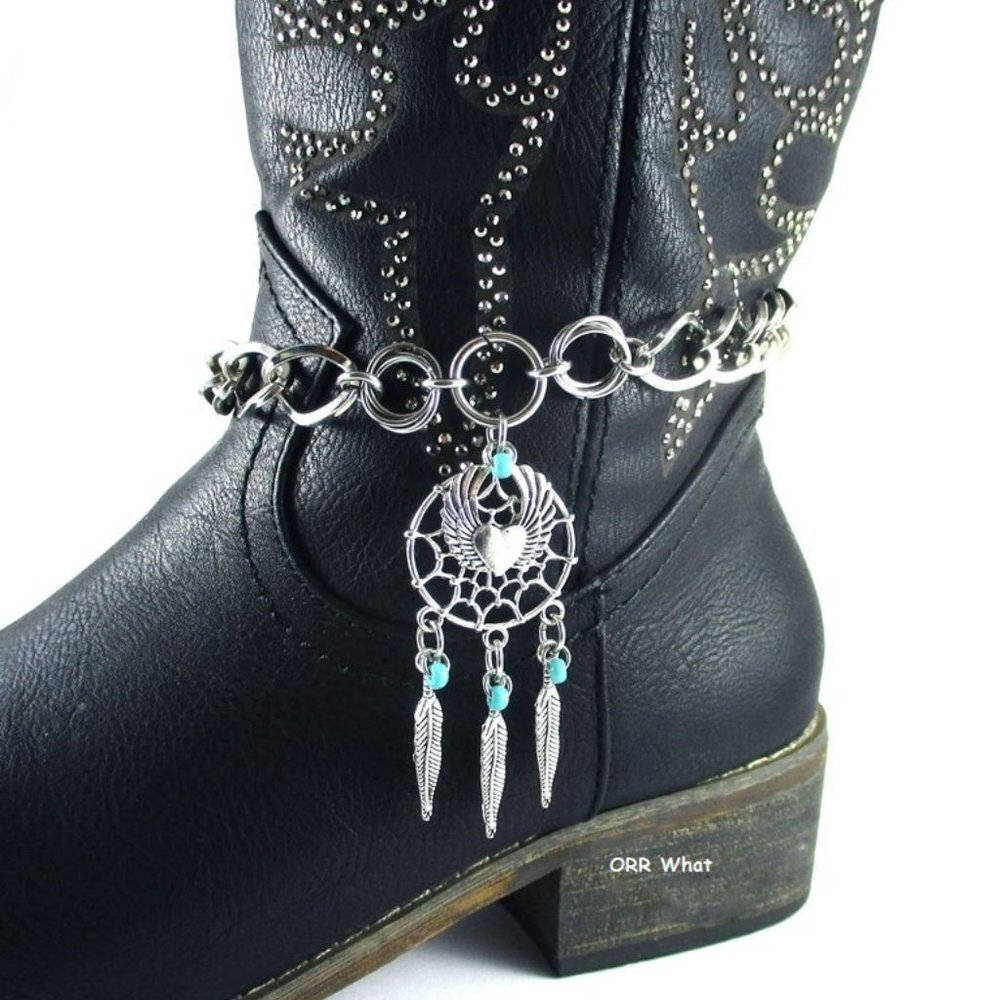 Dream Catcher Heart Wings Boot Chain - Necklace Western Gift Accessory Biker Fun
